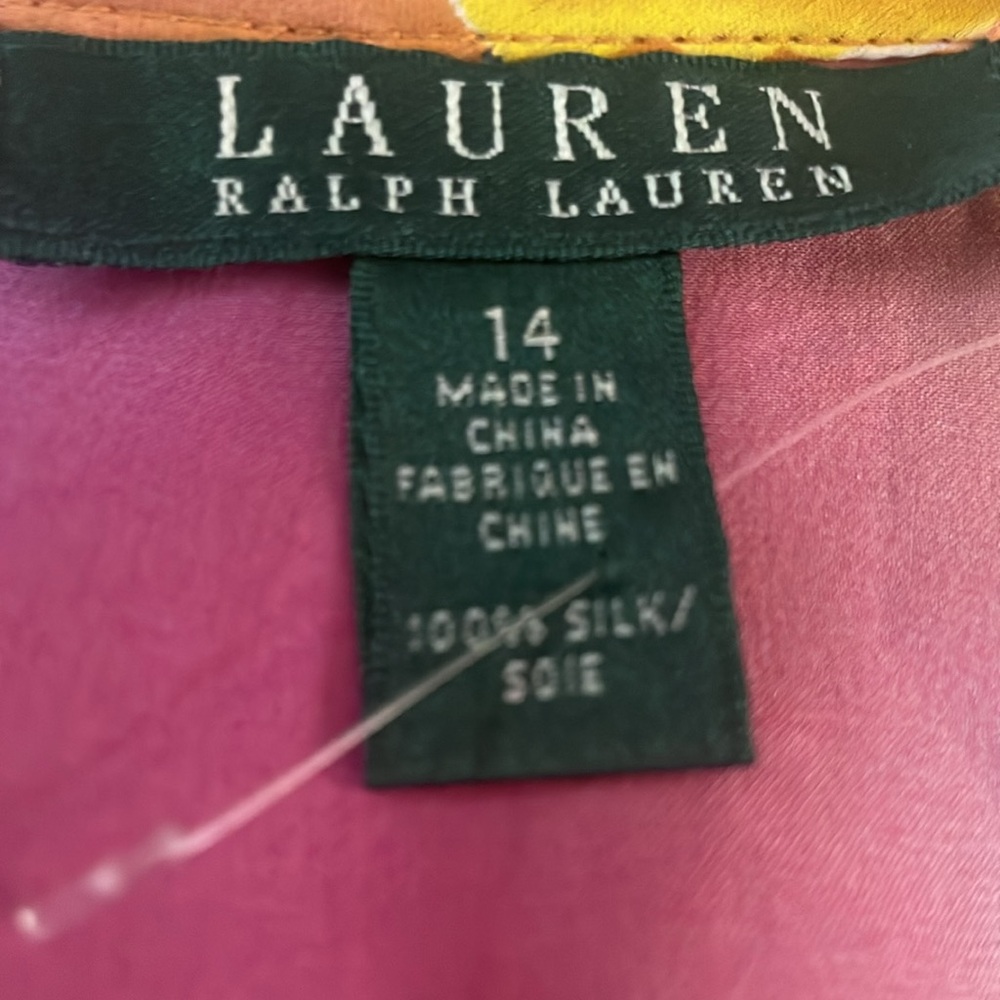 NWT Lauren Ralph Lauren GORGEOUS FLORAL RUFFLE All silk Blouse Size 14 - Picture 11 of 13